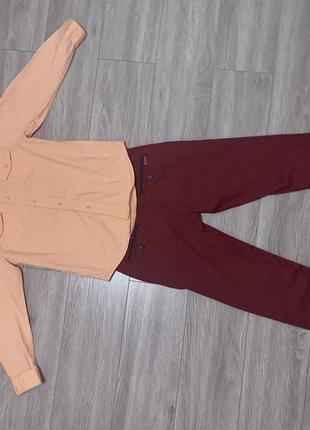 Набор брюки и рубашка, стильный лук мальчику на рост 134-140см3 фото
