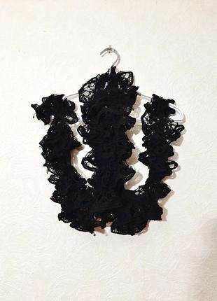 Красивый шарф чёрный длинный спиральный ажурный женский 1,60м4 фото
