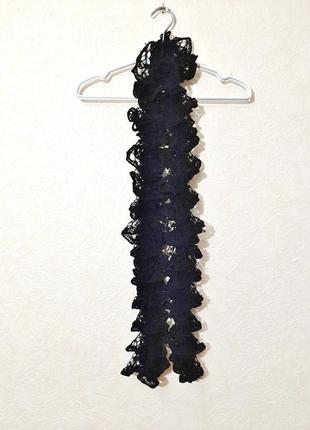 Красивый шарф чёрный длинный спиральный ажурный женский 1,60м3 фото