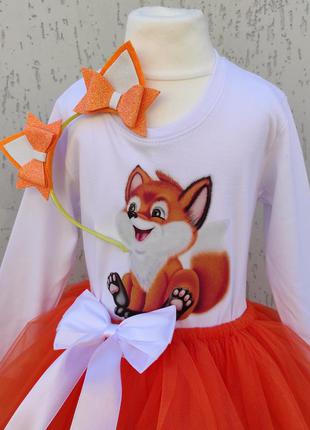 Костюм лисенятки лисиці наряд лисы лисицы карнавальный костюм лисы оранжевая юбка с фатина новогодний3 фото