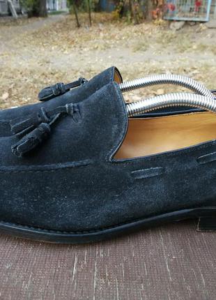 Мужские синие замшевые туфли лоферы savile row by barker2 фото