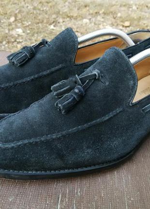 Мужские синие замшевые туфли лоферы savile row by barker1 фото