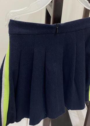 Стильная синяя юбка zara со складками и вставками в школу и на праздник6 фото