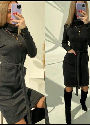 Графитовое теплое платье 👗 миди