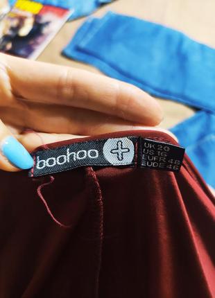 Boohoo платье бордо бордовое марсала бургунди винное по фигуре карандаш футляр большое9 фото