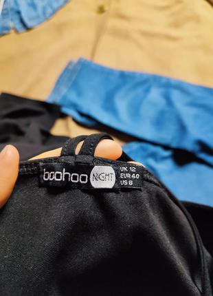 Boohoo платье чёрное по фигуре карандаш футляр миди на бретельках классическое7 фото