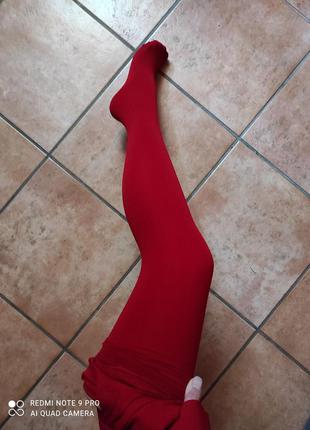 Фирменные цветные красные колготки calzedonia opaque 50 soft touch - 50den2 фото