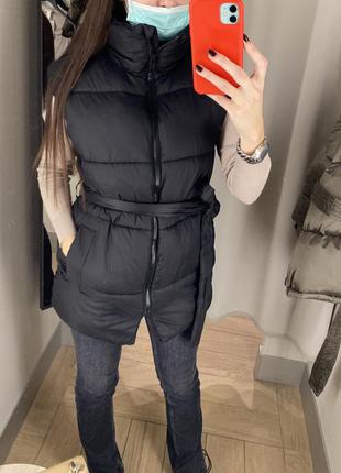 Стьобаний жилет з поясом жилетка оверсайз h&m оригінал6 фото