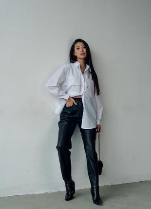 Брюки-банани з еко шкіри10 фото