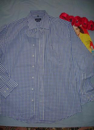 Рубашка мужская xl батал размер 50-52 голубая в клетку