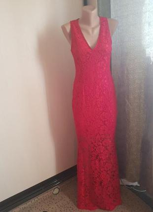 Платье  красивое  красное  в пол ажур