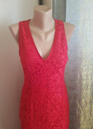 Платье  красивое  красное  в пол ажур3 фото