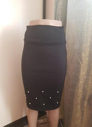Спідниця чорна з перлами