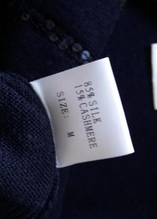 Cotswold collections роскошный джемпер на запах из дорогого трикотажа шелк+кашемир украшен пайетками темно-синий цвет.7 фото