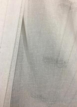 Тюль льон білого кольору з вишивкою пудрової5 фото