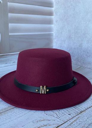 Шляпа-канотье цвет бордо в стиле maison michel1 фото