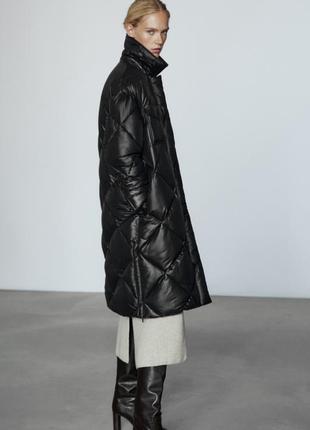 Удлиненная стеганая пальто куртка-рубашка от massimo dutti оригинал3 фото