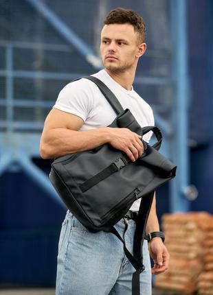 Великий чорний рюкзак для чоловіків місткий і практичний3 фото