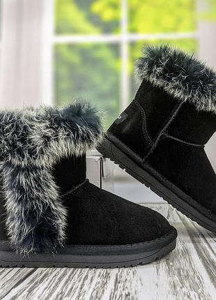 Угги для девочки подростковые натуральная замша с опушкой 1569