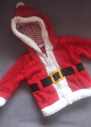 Новогодняя кофта, свитер с карюшоном санта, 9-12 месяцев