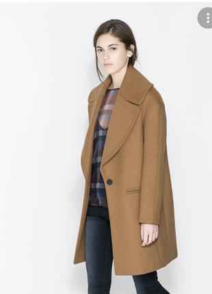Пальто гірчичне шерсть zara
