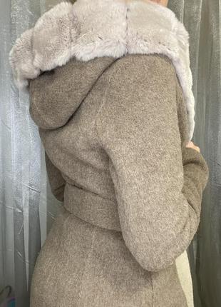 Вовняне пальто з хутром з альпаки2 фото
