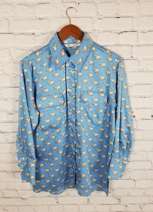 Блуза zara нежно-голубая, рубашка брендовая