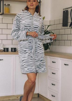 Плюшевый халат на замке мягкий халат теплый халатик шиншилла