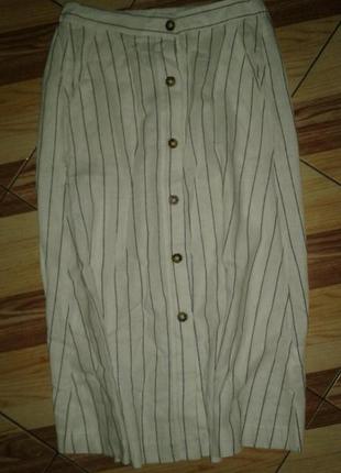 Шикарная брендовая льняная юбка миди2 фото