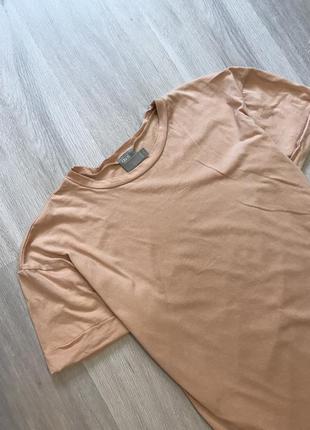 Подовжена персикова футболка сукня бавовна подовжена футба плаття бавовна оверсайз asos s/m5 фото