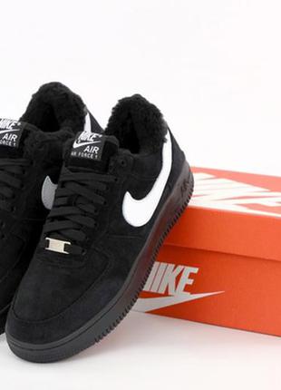 ❄️nike air force low black fur❄️чёрные зимние кроссовки найк аир форс с мехом, чоловічі зимні кросівки