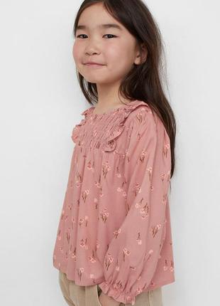 Брендовая нарядная  блуза блузка для девочки h&m  цветочный принт2 фото
