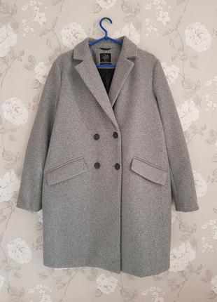 Идеальное женское пальто, серое пальто, демисезонное пальто, стильное двубортное пальто