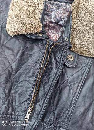 Кожаная куртка бомбер на синтепоне2 фото