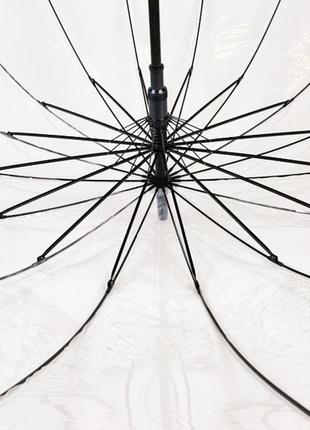 Прозрачный зонт с черной каймой на 16 спиц5 фото