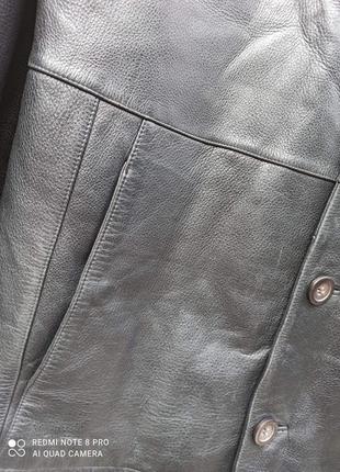 Качественный кожаный пиджак, куртка на синтепоне 50-5210 фото