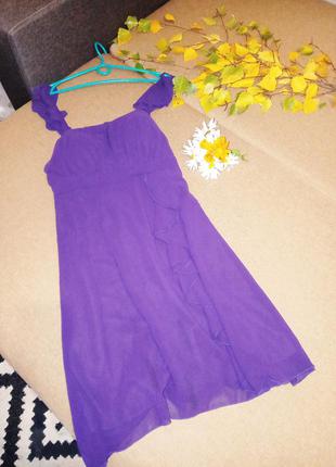 Платье  шифоновое бюстье на праздник хеллоуин темно-фиолетового цвета