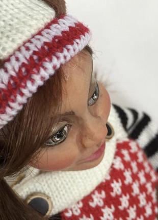 Авторская кукла ручной работы "настенька в свитере с оленем2 фото