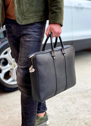 Портфель мужской черный кожаный сумка деловая брендовая