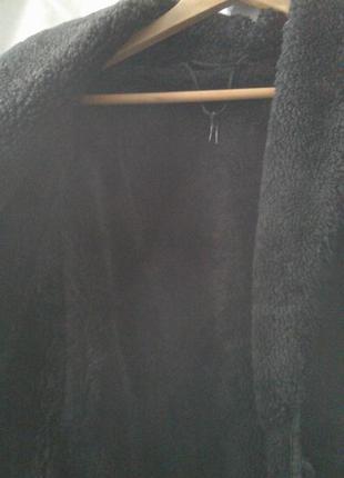 Натуральная черная дубленка с шалевым воротником shearling entrefino spagnolo италия батал4 фото
