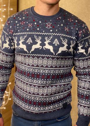 Светр з оленями ❄️🎄 вовняна кофта, светр новорічний