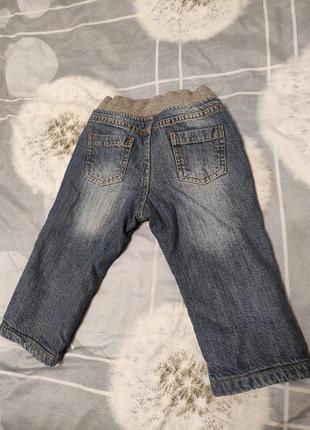 Джинсы утеплённые, штаны с начесом на 9-12 мес2 фото