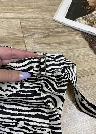 H&m крутая сатиновая миди юбка на запах в принт зебры5 фото
