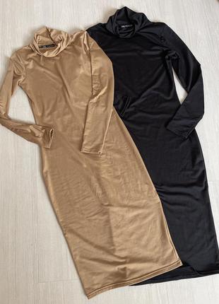 Сукня  плаття сарафан zara гольф бежеве чорне має легке утеплення6 фото