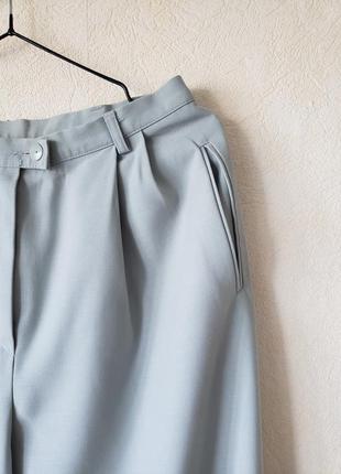 Новые винтажные шерстяные( 100 % pure new wool) брюки с отворотиками оттенка мяты высокая талия m&s10 фото