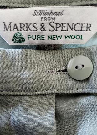 Новые винтажные шерстяные( 100 % pure new wool) брюки с отворотиками оттенка мяты высокая талия m&s