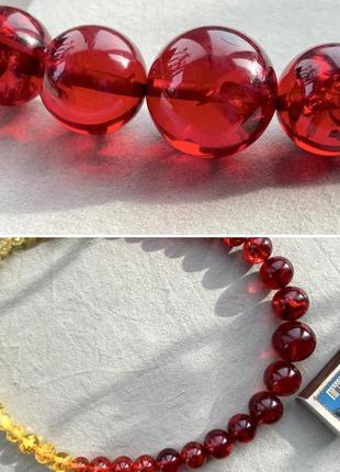 Намисто японія вінтаж розжарений бурштин градація кольору намисто колір жовтий червоний помаранчевий ретро9 фото