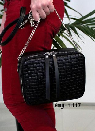 Жіноча сумка з натуральної шкіри венетто "amy" чорна2 фото
