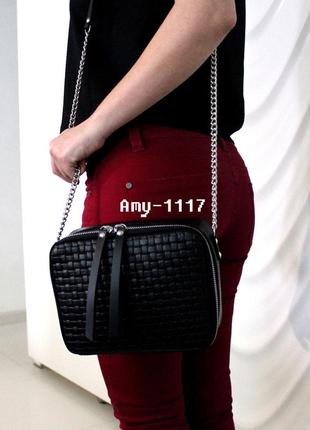 Жіноча сумка з натуральної шкіри венетто "amy" чорна5 фото