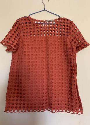 Теракотова блуза, блуза з вирізами